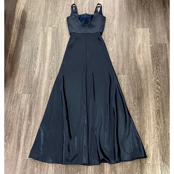 Jenny Yoo Ariana Bridesmaid Dress French Blue US 8 Square Neck Satin Crepe Gown - Picture 7 of 14